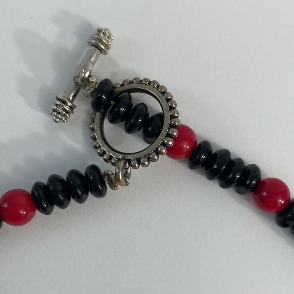 Cinnabar choker with black and red beads, Vintage necklace - Picture 4 of 6
